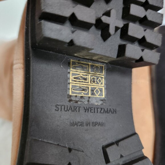 New Stuart Weitzman Alpine Shearling Trim Leather Knee High Leather Boots - Picture 10 of 13
